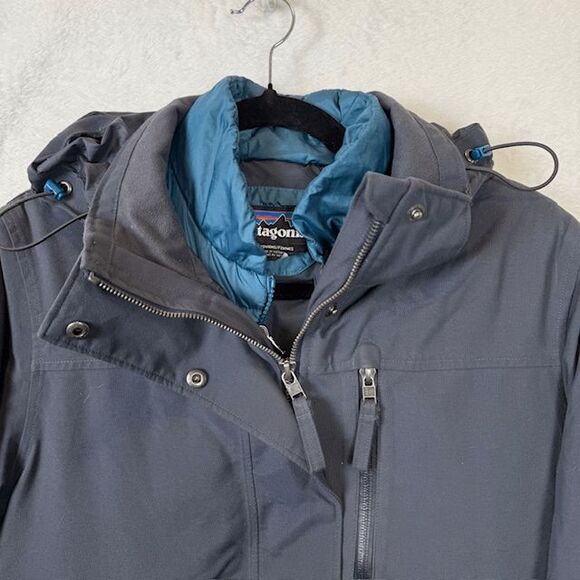 Patagonia Stormdrift 3-in-1 Parka Charcoal Teal Smolder Blue Women's Medium - Picture 6 of 16